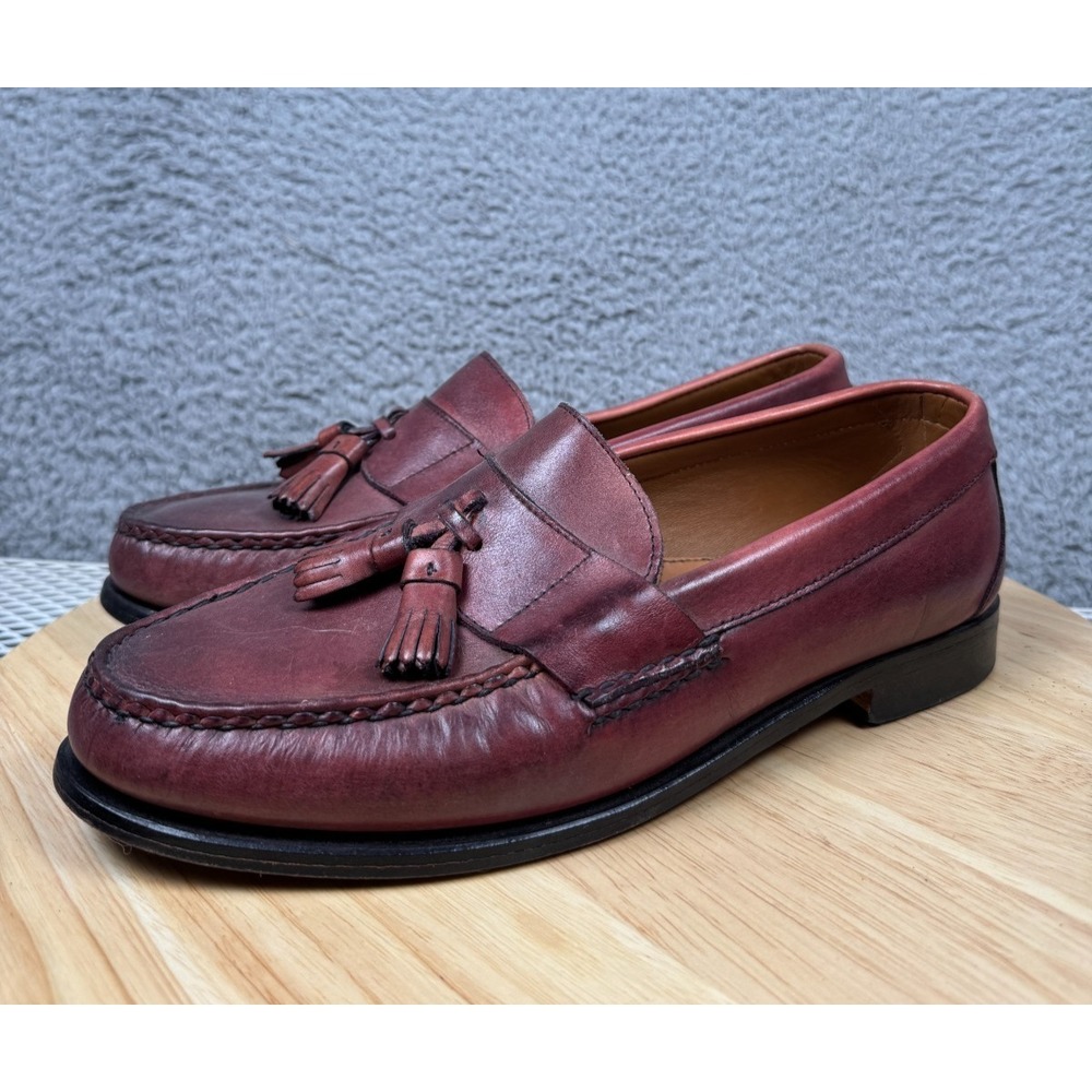 Allen Edmonds Schreier Shoes Mens 10 Burgundy Leather Tassel Loafers